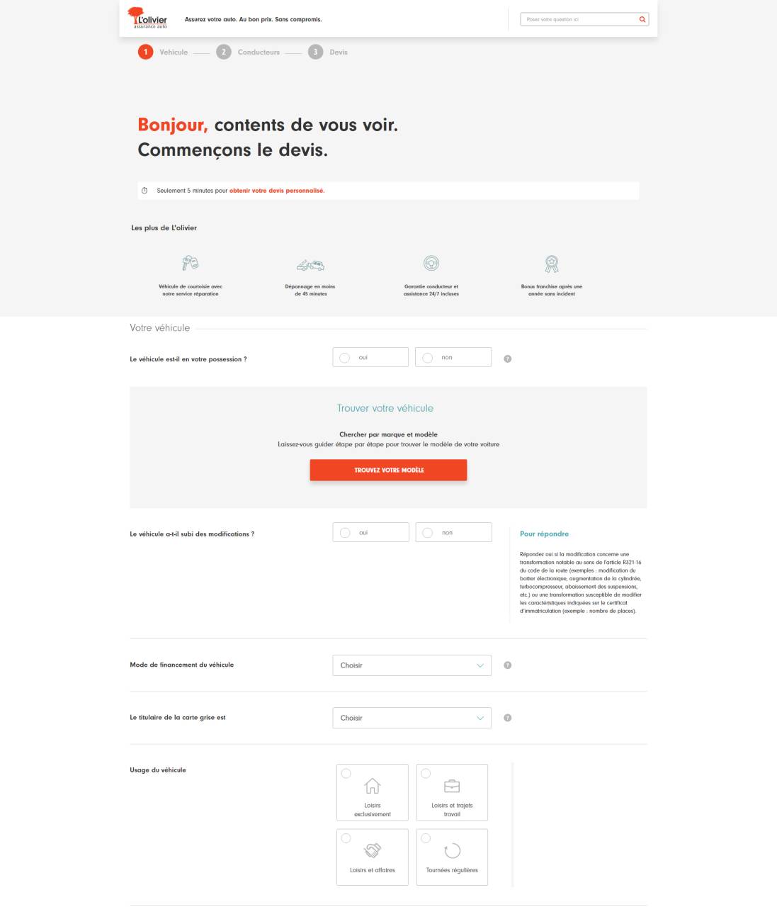 obtenez rapidement votre devis d'assurance auto personnalisé. comparez les meilleures offres et choisissez la couverture adaptée à vos besoins, le tout en quelques clics !