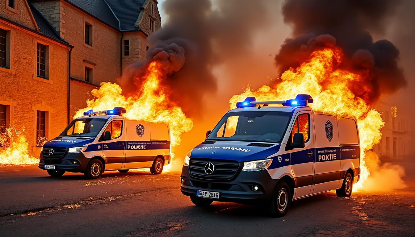 découvrez les images saisissantes d'un incendie détruisant des véhicules de l'administration pénitentiaire à caen. cet événement choc soulève des questions sur la sécurité et la gestion des infrastructures pénitentiaires.