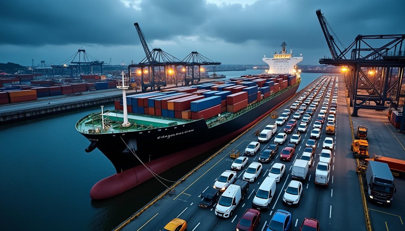 découvrez le terminal roulier de montoir-de-bretagne où des navires polyvalents assurent le transport de véhicules variés, des automobiles et tracteurs aux avions, démontrant l'efficacité et la diversité logistique du port.