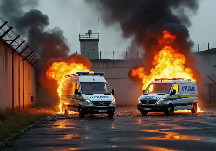 deux véhicules administratifs incendiés à la maison d'arrêt de chambéry : un acte délibéré qui soulève des questions sur la sécurité au sein de la prison.