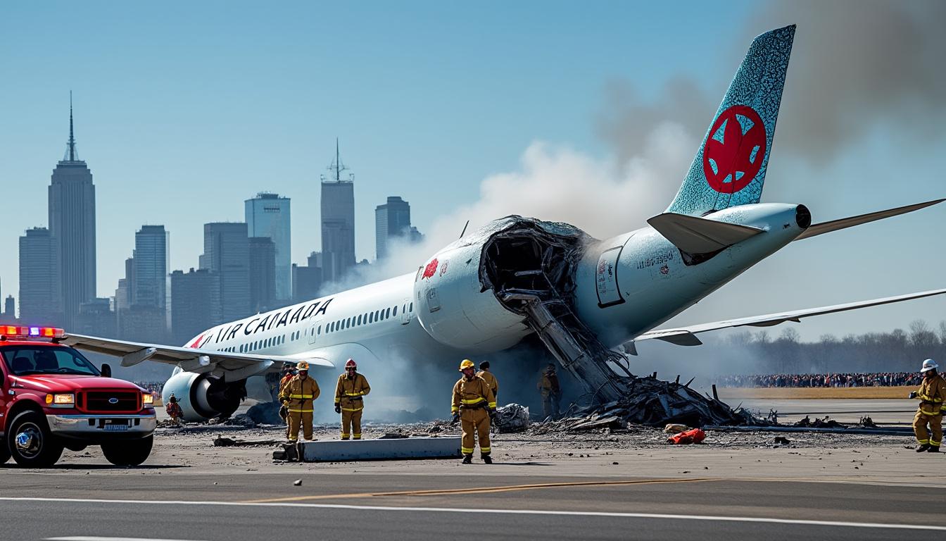 une collision tragique à new york entre un avion d'air canada et un véhicule d'urgence a coûté la vie aux deux pilotes, suscitant émotion et enquête.